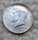 90% Silver 1964 JFK Half Dollar Average Circulated - Single Coin