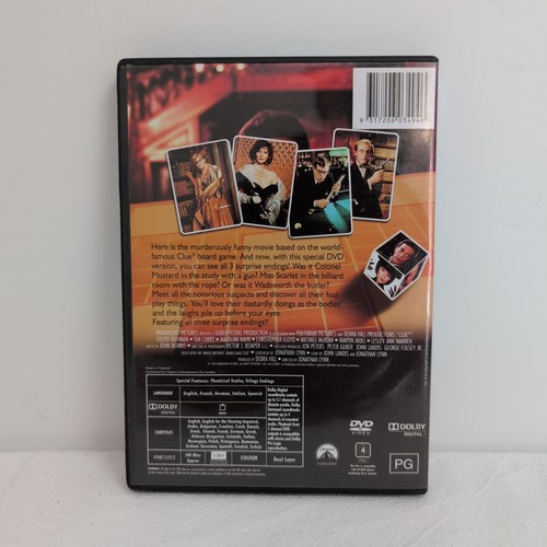 CLUE CULT RARE OOP DELETED DVD R4 PAL TIM CURRY CLUEDO BOARD GAME MOVIE FILM - Picture 2 of 4