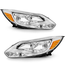 Pair Chrome Headlights For 2012-2014 Ford Focus 4door Sedan Halogen Headlamps Pair Chrome Headlights For 2012-2014 Ford Focus 4door Sedan Halogen Headlamps