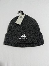 Adidas Unisex Knit Beanie Hat Dark Heather Gray One Size NWT Embroidered Logo
