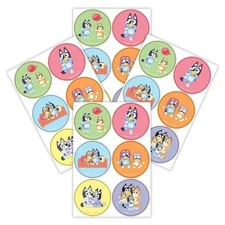 Cute Bluey Paper Sticker Sheets - 10" x 8", 4 Sheets - 24 Stickers (153068)