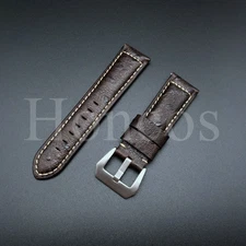 22 MM Black Genuine Leather Ostrich Watch Band Strap Replacement Dark Brown