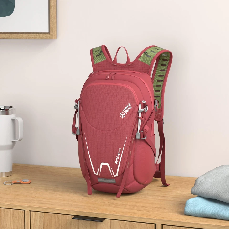 ® Premium Wanderrucksack 20L ACTIVE 20 Damen Herren  Erwachsene klein rot - T... - Bild 2 von 4