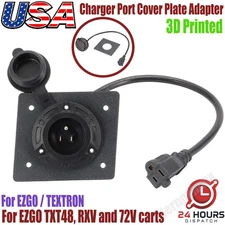 For EZGO TXT RXV Charger Port Cover Plate Adapter Lithium Battery & 120V Plug