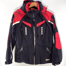 Vintage Descente Men’s Large Ski Jacket Red Black Fleece Lined Titan Thermo Ion 