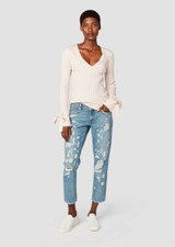 DEREK LAM 10 CROSBY Distressed Mila Mid-Rise Slim Denim Jeans Sz 28 Org 325