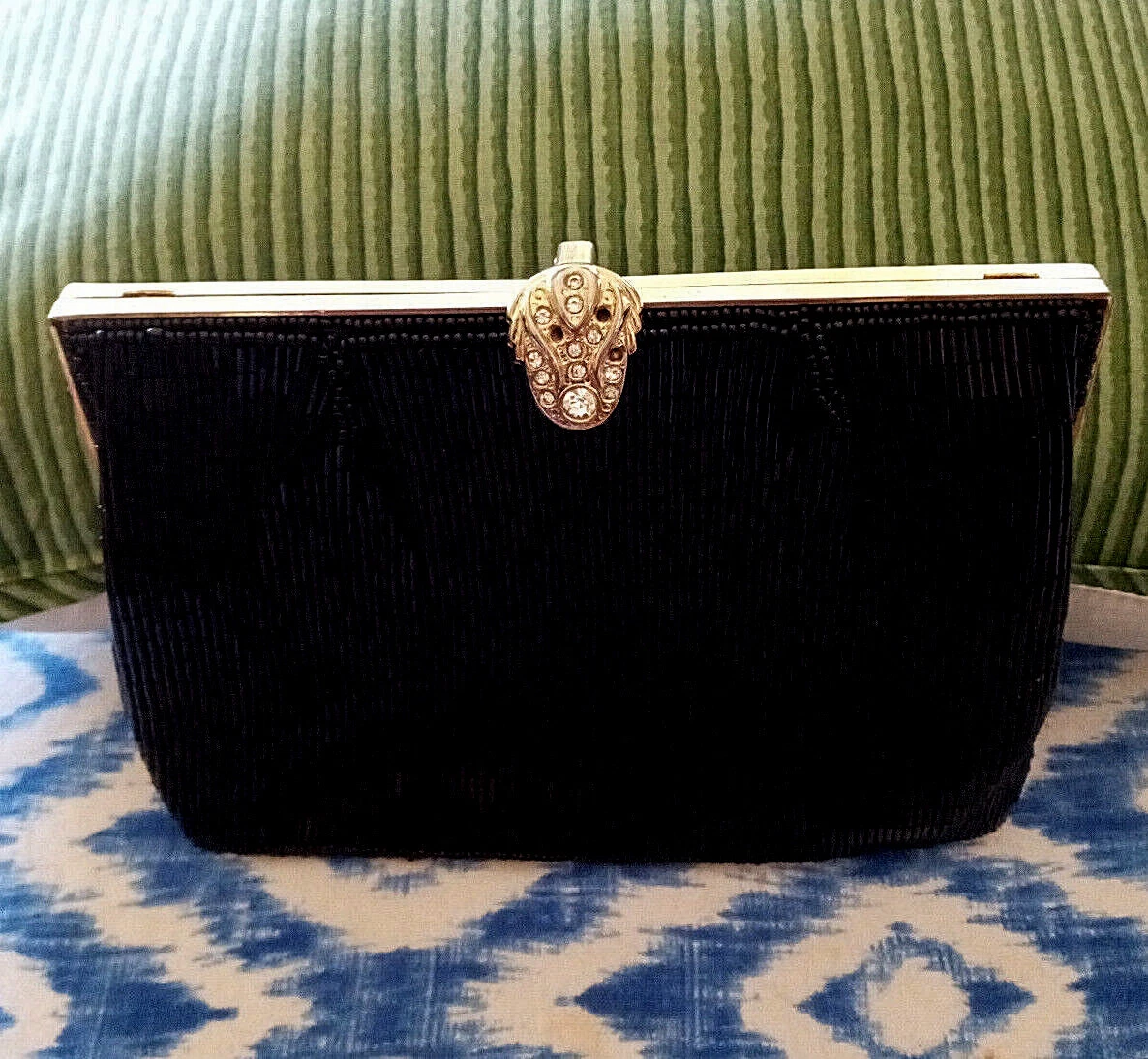 La Regale Clutch Purse Black Beaded