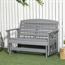 Patio Glider Bench w/ HDPE Slatted Design Double Rocking Chair