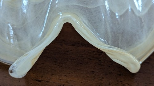 Lavorazione Arte Murano Italia ENORME centrotavola 16" vetro giallo vortice INCREDIBILE - Foto 11 di 13