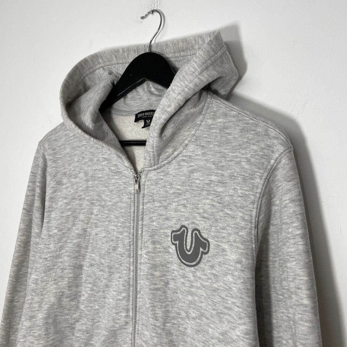 True Religion Logo Zip Up Hoodie Size M Grey | eBay