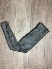 Spanx Women's Faux Leather Medium Leggings Charcoal Gray Pants Bottoms Stretch