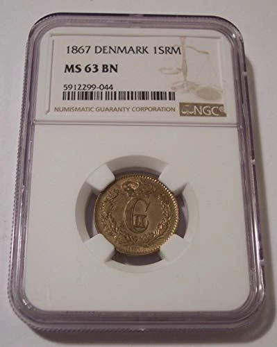 Denmark Christian IX 1867 1 Skilling Rigsmont MS63 BN NGC