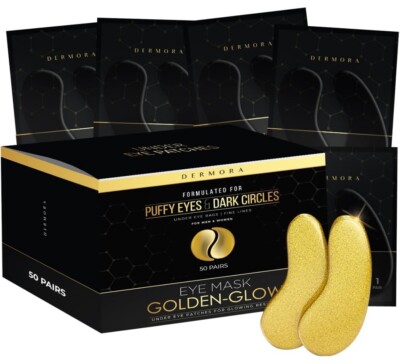DERMORA Golden Glow Under Eye Patches 50 Pairs Eye Gels - Rejuvenating Treatm...