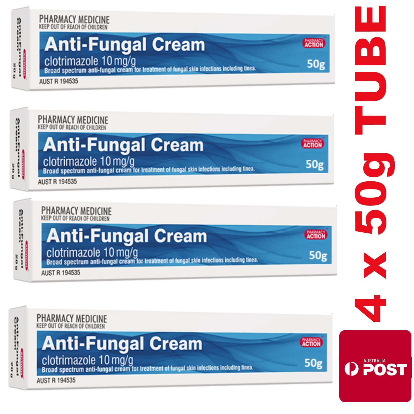 4x ANTIFUNGAL CREAM 50G (Pharmacy Action) generic Canesten Clonea