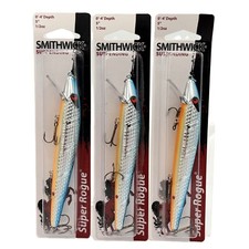 Lot of  (3) - Smithwick Suspending Super Rogue - 5", 1/2oz - Chrome/Blue/Orange