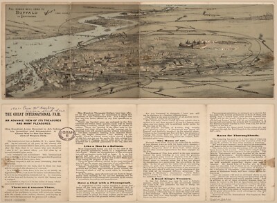 11893.Decor Poster.Room wall.Home art design.1901 Buffalo Birds eye view map