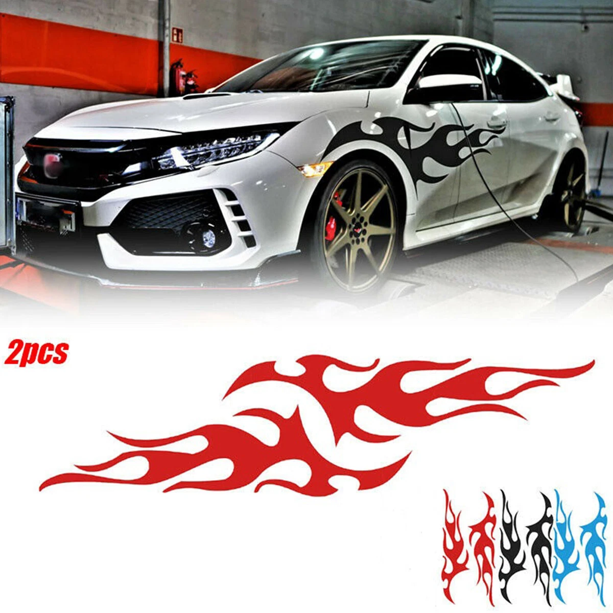 Large flame decals for clearance cars