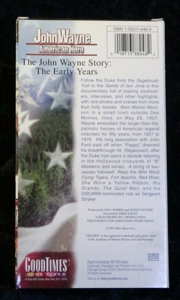 VHS 📼 The John Wayne Story: The Early Years (2001) Kirk Douglas Jimmy Stewart - Image 3 of 3