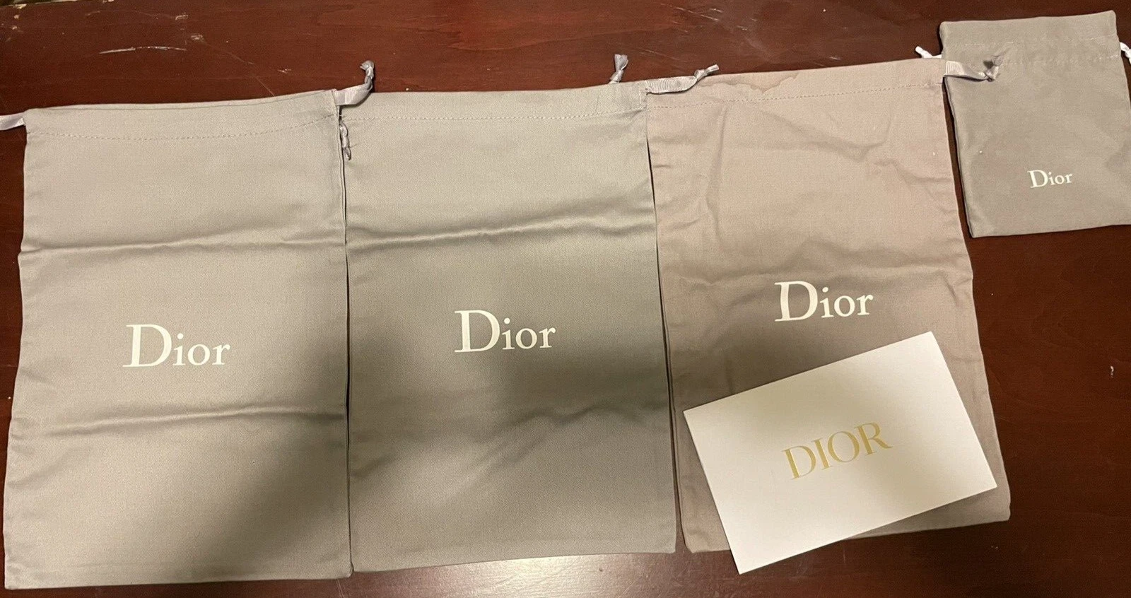 3 authentiques sacs à poussière Christian Dior gris rangement chaussures cordon 13