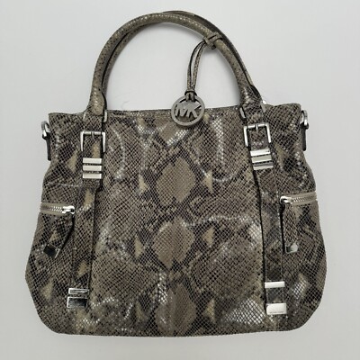 Michael Kors Snakeskin Python Leather Purse Handbag Beige