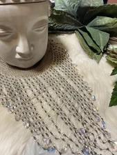 Miriam Haskell Style Massive Over The Top Crystal Cut Glass Amazing Necklace! A9