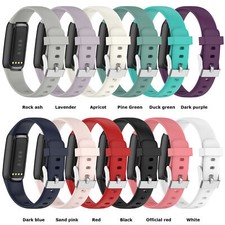 For Fitbit Luxe Silicone Watch Strap Band W/ Silver Stainless Steel Buckle Belt