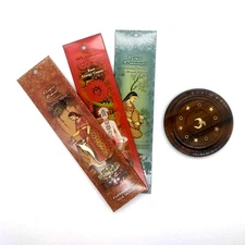 3 Packs of 10 Incense Sticks+Wooden Burner Combo Pack Rosemary Sweet Musk Clove