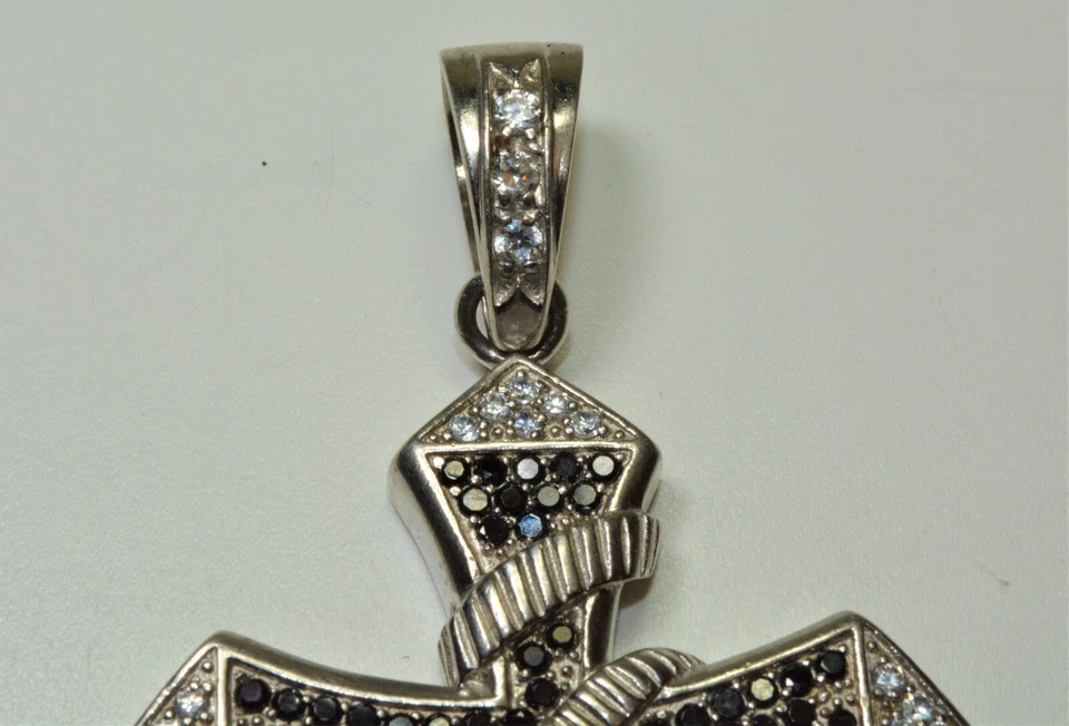 Grande PGDA Argento Sterling Croce 3 " Ciondolo 23.5g W Cristallo Swarovski O Cz - Immagine 2 di 4