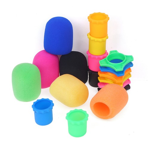 Handheld Stage Microphone Windscreen Sponge Foam Mic Cover Anti Slip Ring Set - Afbeelding 4 van 17