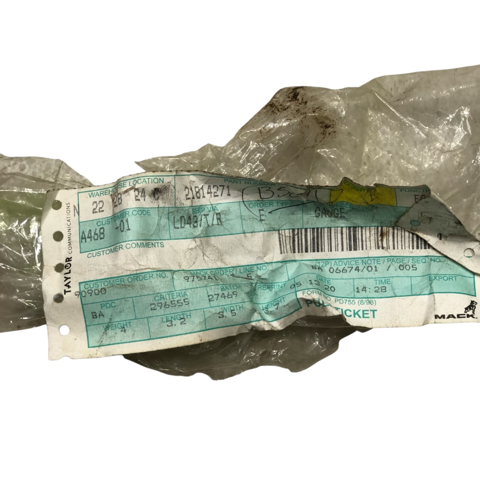 OEM Mack Trucks 21814271 Pyrometer / Exhaust Temperature Gauge A2C99891200