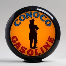 Conoco Minuteman Gas Pump Globe 13.5" in Black Plastic Body (G119)