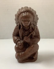 VTG RED MILL MFG.1988 CHIEF WITH PEACE PIPE...RESIN & CRUSHED PECAN MIX...3 5/8"