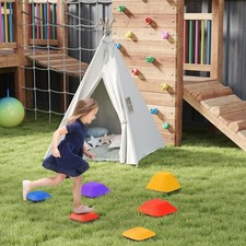 Image of Kids Balance Stepping Stones 6pc Non Slip Stackable River Stones Obstacle Set