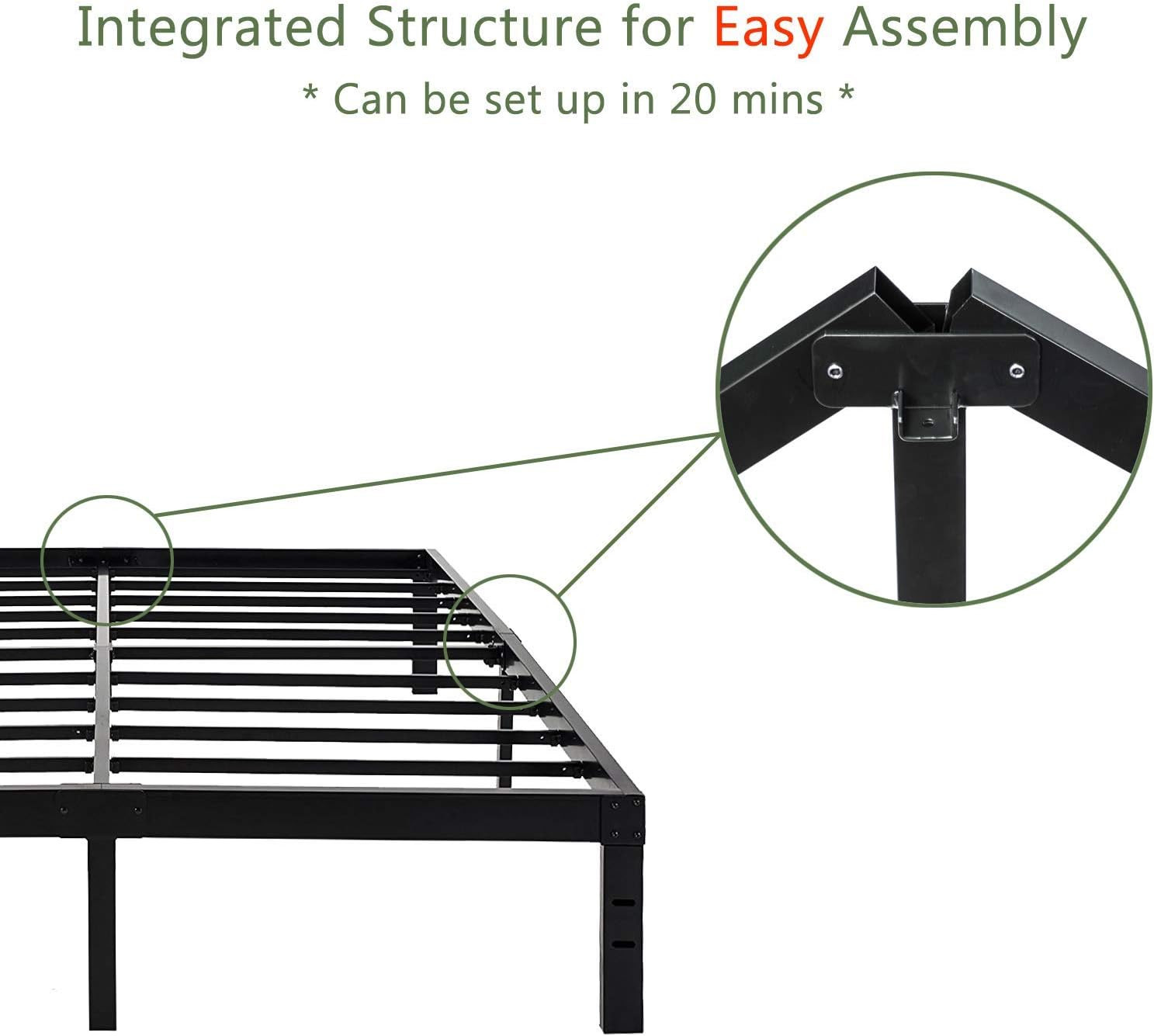 14 Inch Platform Bed Frame/Easy Assembly Mattress Foundation / 3000Lbs Heavy Dut