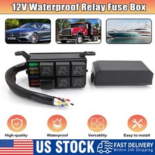 6-Way 12V Car Marine Use Relay Holder Box Block Relays 4-Pin Waterproof 40A Fuse