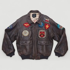 Avirex G-1 Top Gun Flight Leather Bomber Jacket Size L Vintage 90s US Navy