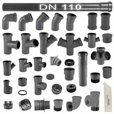 DN110=DN100 HT Rohr Abwasserrohr Abflussrohr Bogen Muffe Abzweig Stopfen Winkel