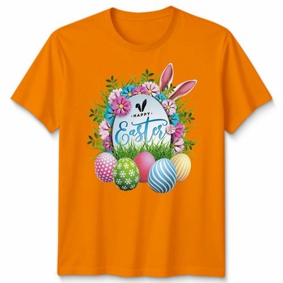 Frohe Ostern Tag süßes Hasenohr mit Eiern Ostern Unisex Tshirt