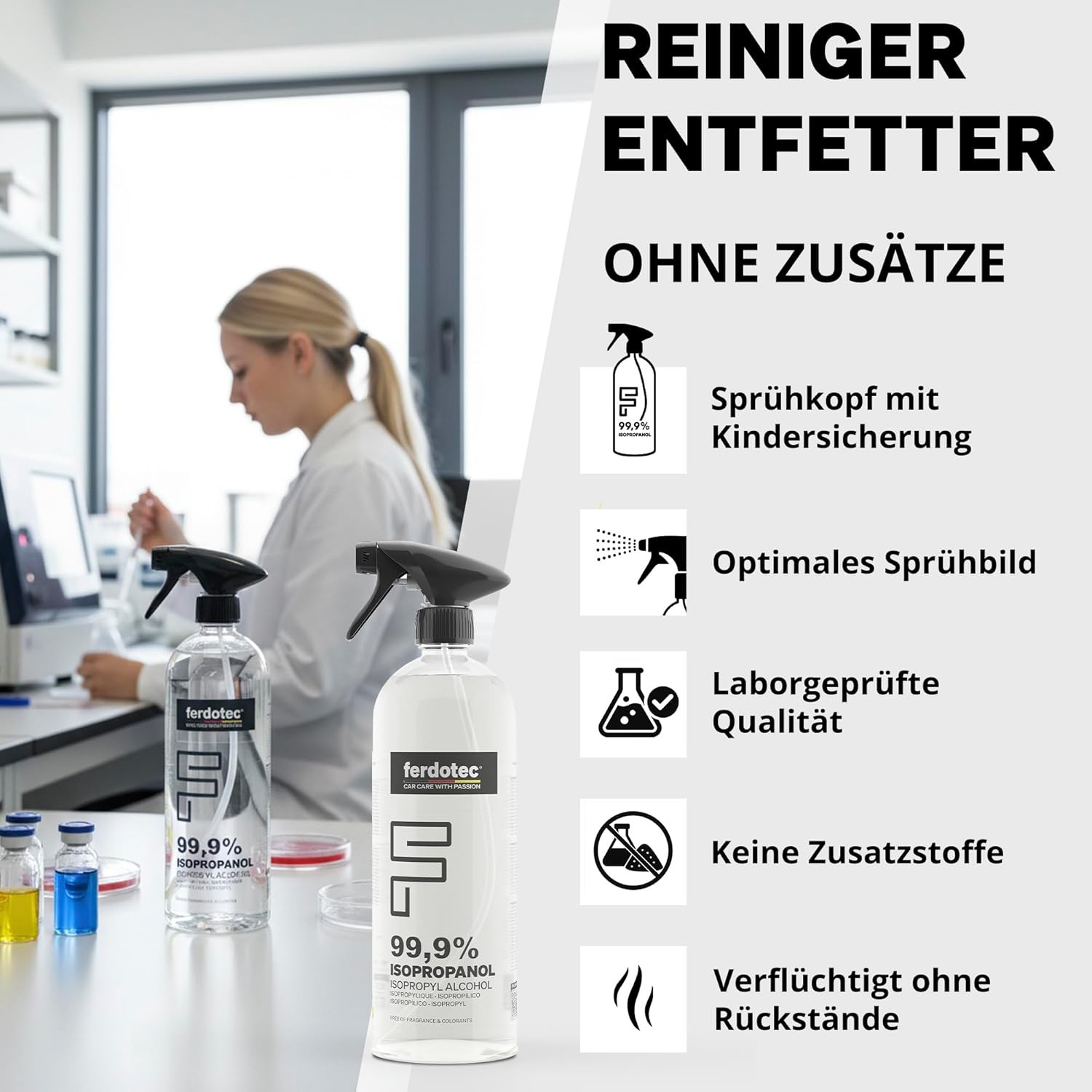 Isopropanol 99,9 % 1 L Sprühflasche IPA Entfetter 3D‑Druck Lackreiniger Labor - Bild 2