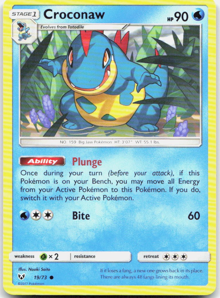Croconaw 19/73 Common Shining Legends Pokemon Lightly Played