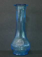Vintage Peacock Blue Randall Ribbed 6" Bud Vase