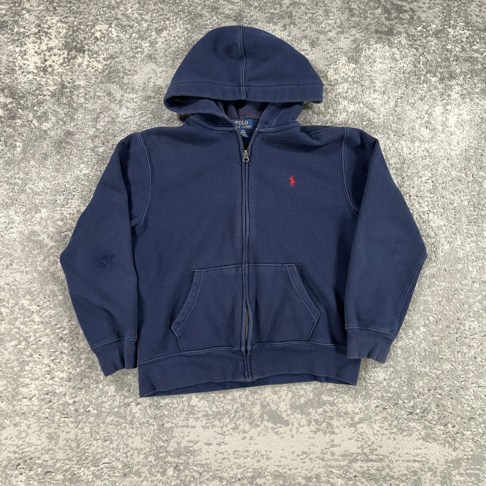 Polo Ralph Lauren Felpa con Cappuccio Ragazzo Grande Blu Navy Full Zip Felpa Rosso Pony Logo