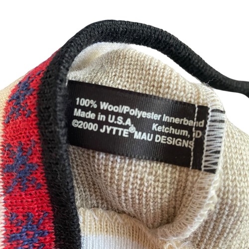 Jytte Wool Knit Ski Hat Cap Beanie Toque Made In USA Tassle Tree Pattern Holiday - Picture 6 of 7