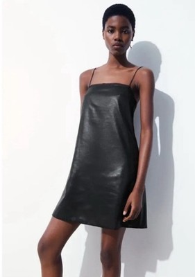 COS  Atelier Square-Neck Voile Mini Dress Black Size 14 New With Tags