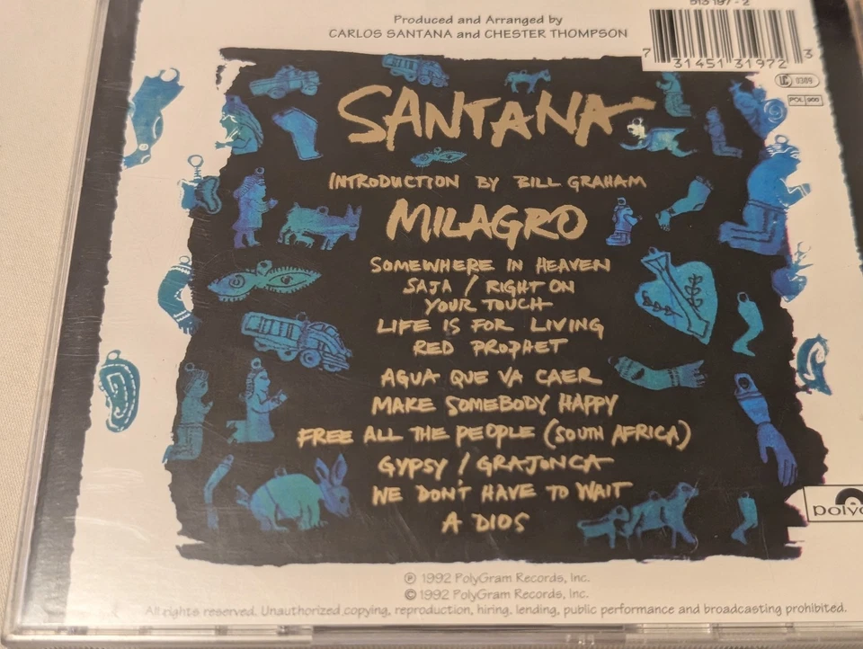 Carlos Santana - Milagro - 1992 Latin Rock Somewhere in heaven Saja/Right on - Bild 4 von 4
