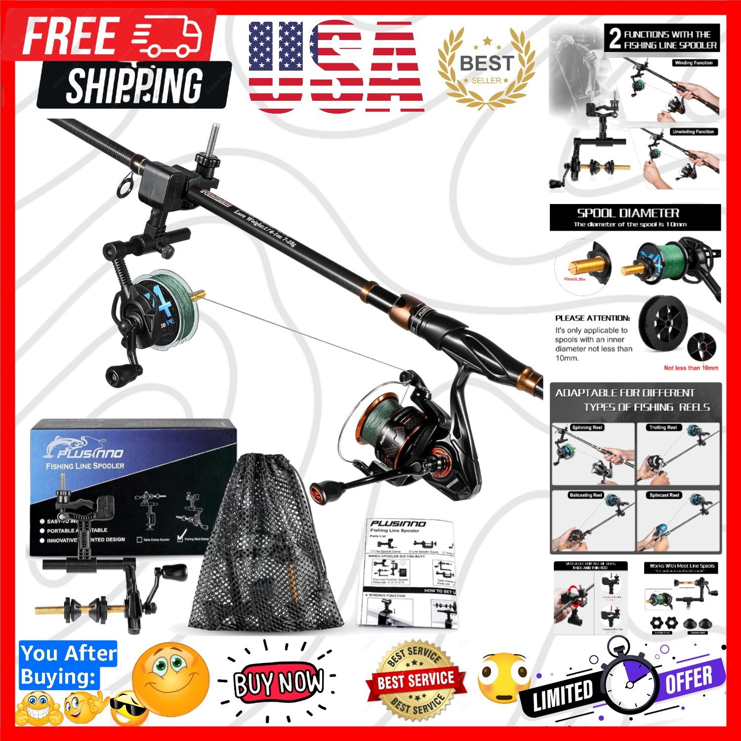 Fishing Line Spooler For Fishing Reels, Fishing Gear And Equ