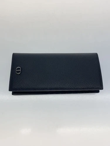 Christian Dior Portefeuille Long Noir Uni Homme, Légèrement Rayé et Salis