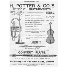 H. POTTER & Co Musical Instruments Victorian Advertisement 1883