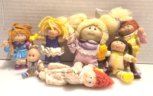 7 Vintage 1980's Cabbage Patch Kids 5 Figures 2 Tiny Dolls 13-4" CPK