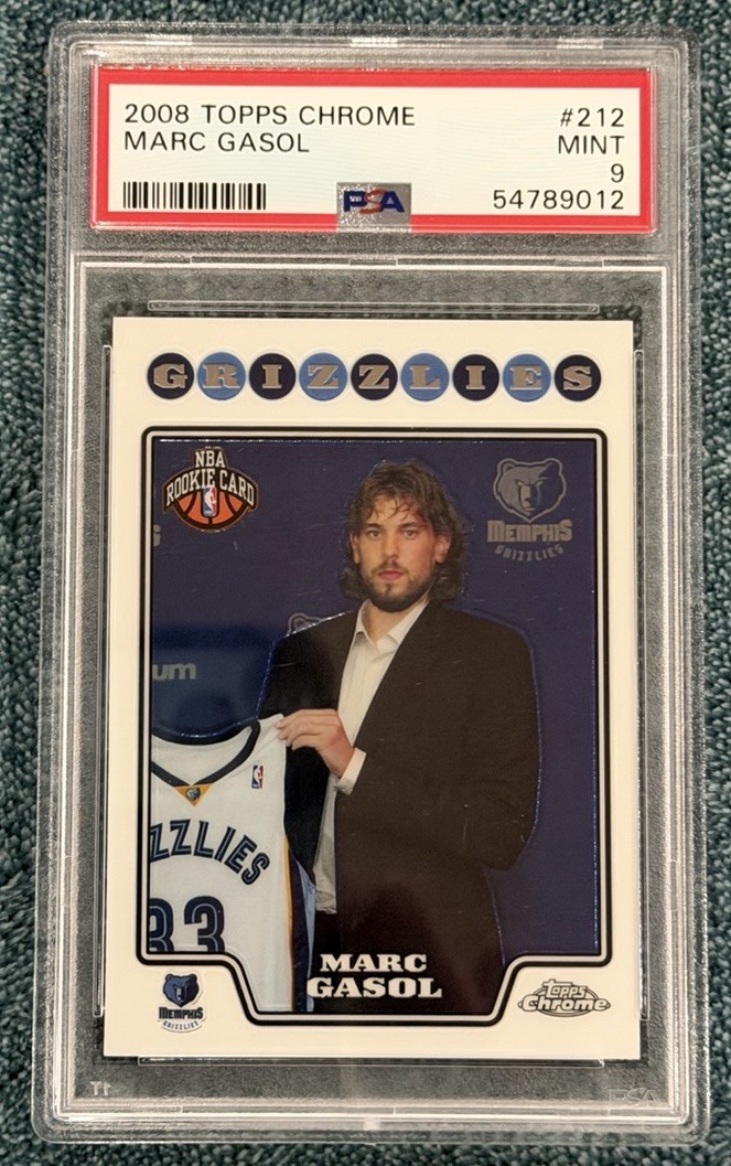 2008 Topps Chrome MARC GASOL Rookie RC REFRACTOR Card # 212 Low Pop PSA 9 Mint